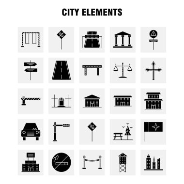 Şehir öğeleri katı glif Icons Set için Infographics, mobil Ux/UI Kit ve baskı tasarımı. Şunları içerir: Sessiz hoparlör, ses, sessiz, hoparlör, hoparlör, ses, medya, Eps 10 - vektör