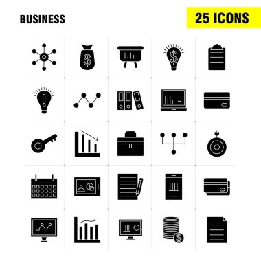 İş sağlam glif Icons Set için Infographics, mobil Ux/UI Kit ve baskı tasarımı. Şunları içerir: Küre, Internet, ağ, vektör, pasaport, Euro, kitap, belge, koleksiyon Modern Infographic Logo ve piktogram. -Vektör