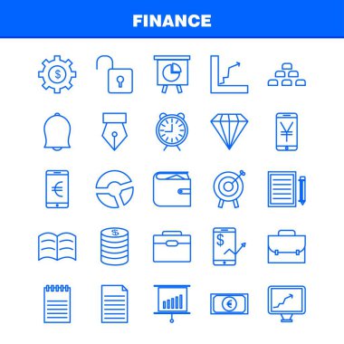 Finans satır Icons Set Infographics, mobil Ux/UI için Kit ve baskı tasarımı. Şunları içerir: Dolar, para, Not, rupi, bölmek, matematik, artı, eksi, koleksiyon Modern Infographic Logo ve piktogram. -Vektör