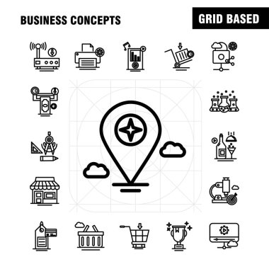 İş kavramları satır Icons Set Infographics, mobil Ux/UI için Kit ve baskı tasarımı. Şunları içerir: Yönetim Kurulu, yönetim kurulu, Salonu, Alışveriş Merkezi, takvim, Tarih, ay, koleksiyon Modern Infographic Logo ve piktogram açın. -Vektör