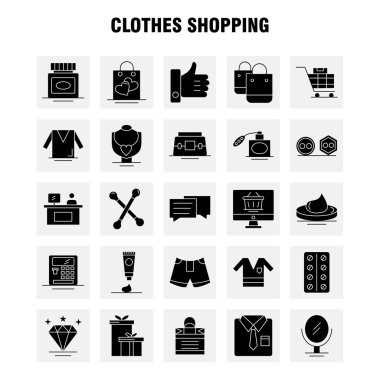 Web, baskı ve mobil Ux/UI için sağlam karakter simgesi alışveriş giyim seti. Gibi: gömlek, giyim, kat, katlama, elbise, güzellik, kozmetik, krem, piktogram paketi. -Vektör