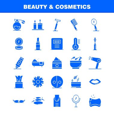 Güzellik ve kozmetik katı glif simgeleri ayarlamak için Infographics, mobil Ux/UI Kit ve baskı tasarımı. Şunları içerir: Güzellik, kozmetik, ruj, kozmetik, harç, doğal, gemi, çiçek, Icon Set - vektör