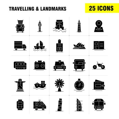 Seyahat ve yerler sağlam karakter simgesi Web, baskı ve mobil Ux/UI için Kit. Gibi: kart, kredi, kredi kartı, para, cüzdan, para, para, piktogram paketi. -Vektör