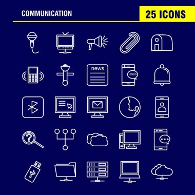 İletişim hattı Icons Set için Infographics, mobil Ux/UI Kit ve baskı tasarımı. Şunlardır: Sinyalleri, veri, uydu, güçlendirici, Tv, televizyon, radyo, medya, koleksiyonu Modern Infographic Logo ve piktogram. -Vektör