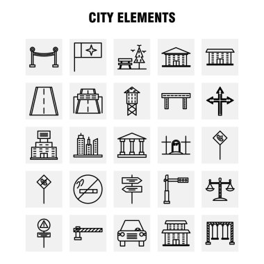 Şehir öğeleri satır Icons Set Infographics, mobil Ux/UI için Kit ve baskı tasarımı. Şunları içerir: Sessiz hoparlör, ses, sessiz, hoparlör, hoparlör, ses, medya, Eps 10 - vektör