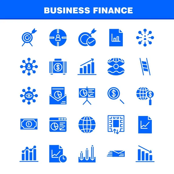 Business Finance Solid Glyph Icon Pack Designers Developers Icons Bag — стоковый вектор