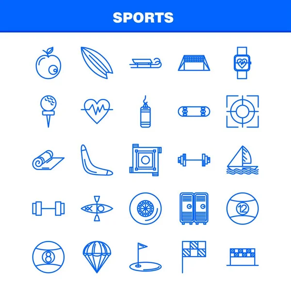Set Icone Della Linea Sportiva Infografica Kit Mobile Design Stampa — Vettoriale Stock