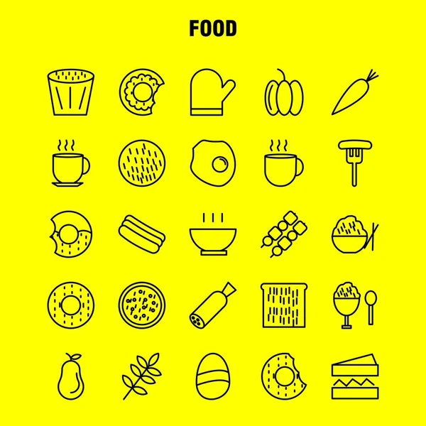 Food Line Icons Set Infographics Mobile Kit Print Design Include — Stock Vector