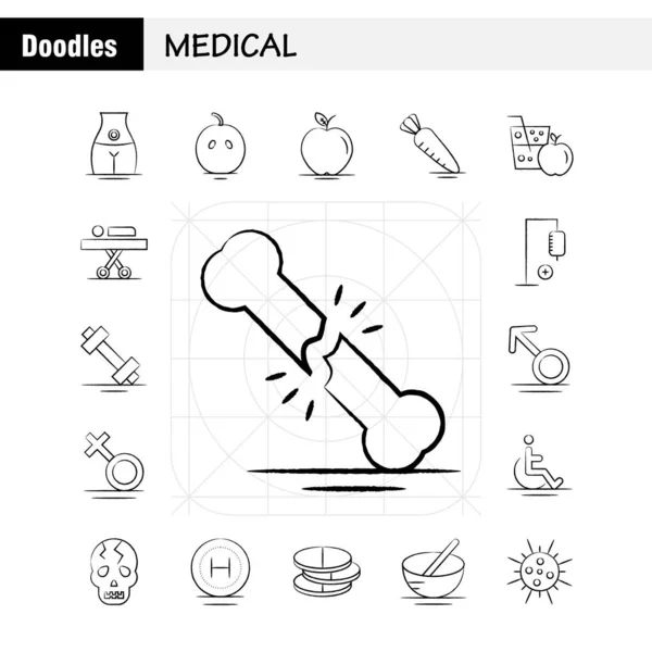 Ensemble Icônes Dessinées Main Médicale Pour Infographie Kit Mobile Conception — Image vectorielle