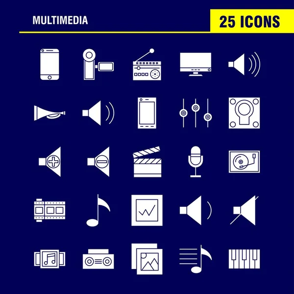 Multimedia Solide Glyph Icoon Voor Web Print Mobiele Kit Zoals — Stockvector