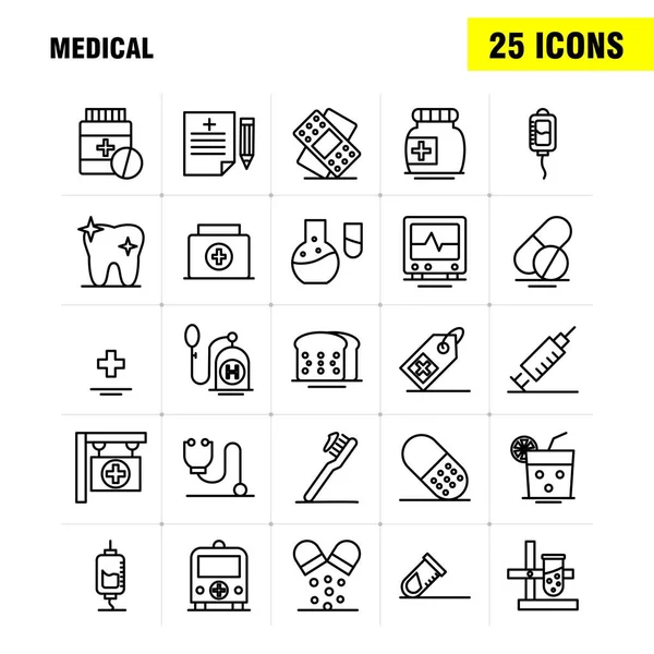 Набір Іконок Медичних Лінії Інфографіки Мобільні Kit Друку Дизайн Включають — стоковий вектор