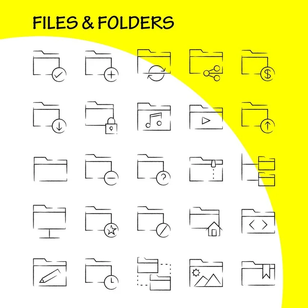 Soubory Složky Ručně Kreslené Icon Pack Pro Návrháře Vývojáře Složka — Stockový vektor
