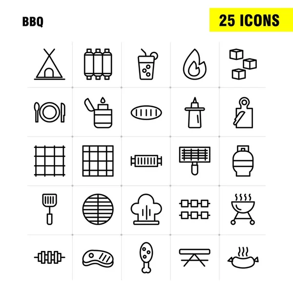 Bbq Line Icon Pack Für Designer Und Entwickler Symbole Vom — Stockvektor