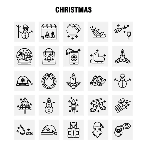 Christmas Lijn Icons Set Voor Infographics Mobiele Kit Print Design — Stockvector