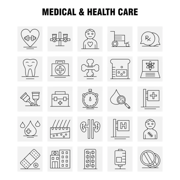 Icono Línea Médica Atención Médica Para Web Print Mobile Kit — Vector de stock
