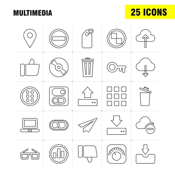 Icono Línea Multimedia Para Web Print Mobile Kit Tales Como — Archivo Imágenes Vectoriales