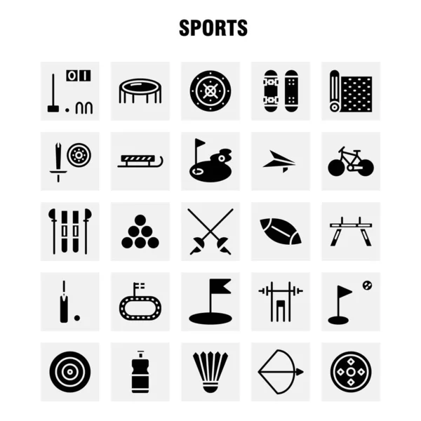Sports Solid Glyph Icon Pack Para Designers Desenvolvedores Ícones Tapete —  Vetores de Stock