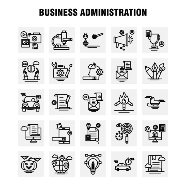 Business Concepts Line Icons Set Infographics Mobile Kit Print Design —  Vetores de Stock