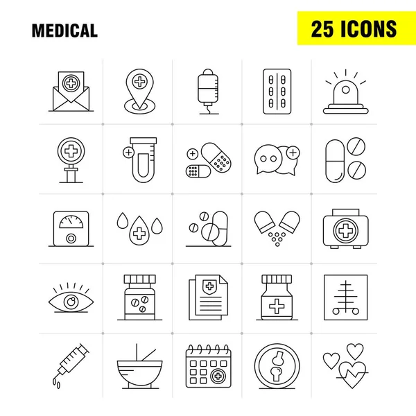 Set Iconos Línea Médica Para Infografías Kit Móvil Diseño Impresión — Vector de stock