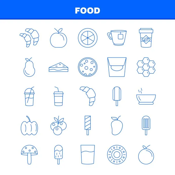 Food Line Icon Para Web Print Mobile Kit Tais Como — Vetor de Stock