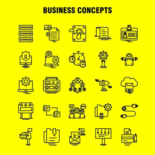 Koncepcje Biznesowe Linii Zestaw Ikon Dla Infografiki Mobilnych Kit Projektowania — Wektor stockowy