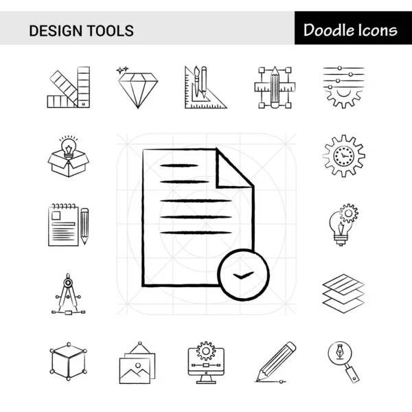 デザイン ツールの手描きアイコン セットのセット — ストックベクタ