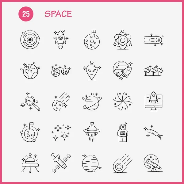 Набір Іконок Боку Звернено Простір Інфографіки Мобільні Kit Друку Дизайн — стоковий вектор