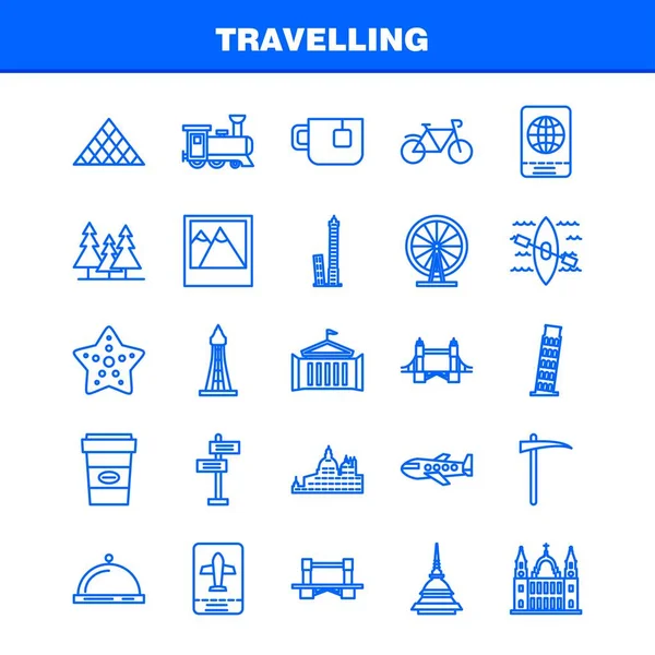 Satır Simgeler Seyahat Ayarlamak Için Infographics Mobil Kit Baskı Tasarımı — Stok Vektör
