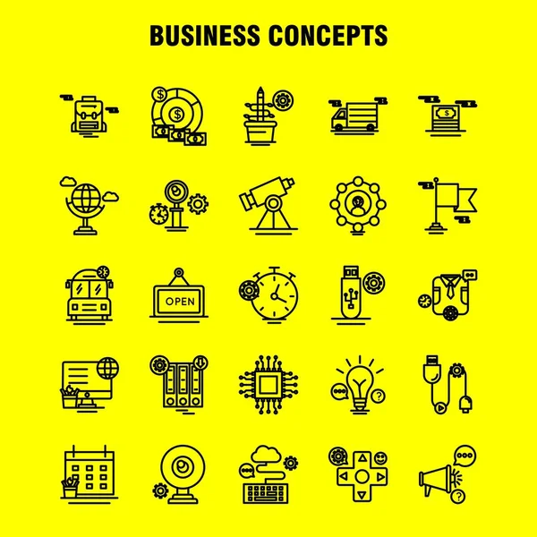Business Concepts Line Icons Set Infographics Mobile Kit Print Design — стоковый вектор