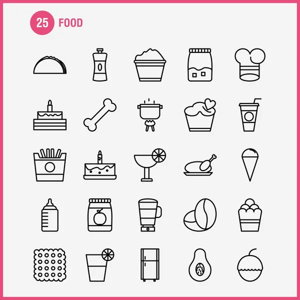 Set Icone Della Linea Alimentare Infografica Kit Mobile Design Stampa — Vettoriale Stock