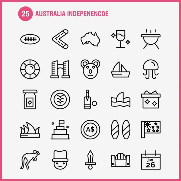 澳大利亚独立线图标包设计师和发展 — 图库矢量图片