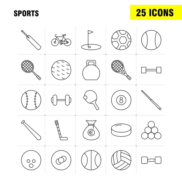 Icona Linea Sport Web Stampa Mobile Kit Come Baseball Bastone — Vettoriale Stock