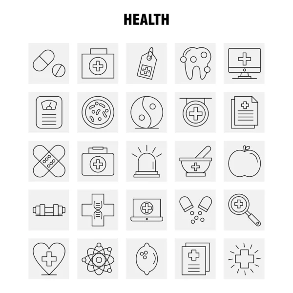 Health Line Icon Web Print Mobile Kit Ambulance Medical Healthcare — Stock Vector