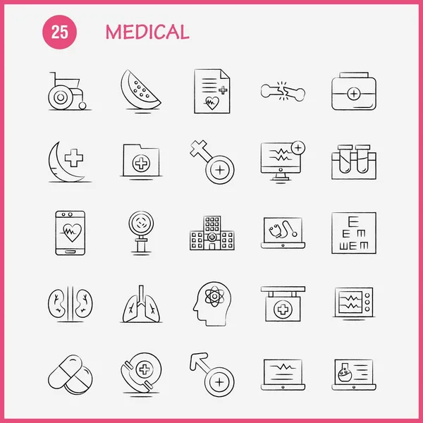 Medicinsk Handritade Icons För Infographics Mobila Kit Och Tryckdesign Inkluderar — Stock vektor