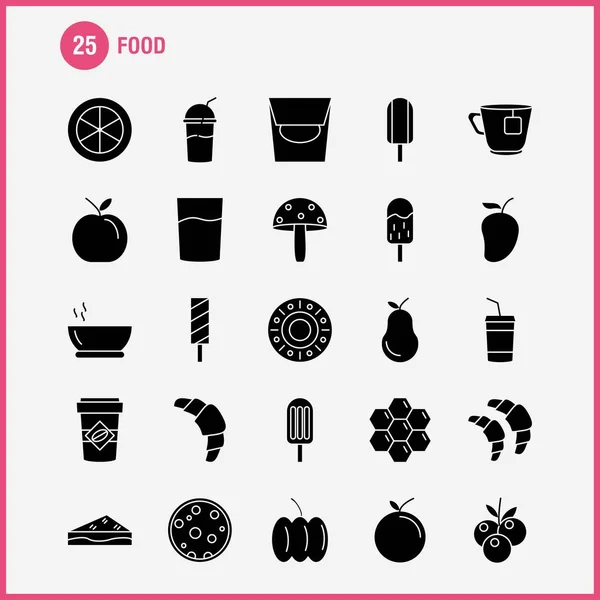 Icona Glyph Solido Alimentare Web Stampa Mobile Kit Come Croissant — Vettoriale Stock