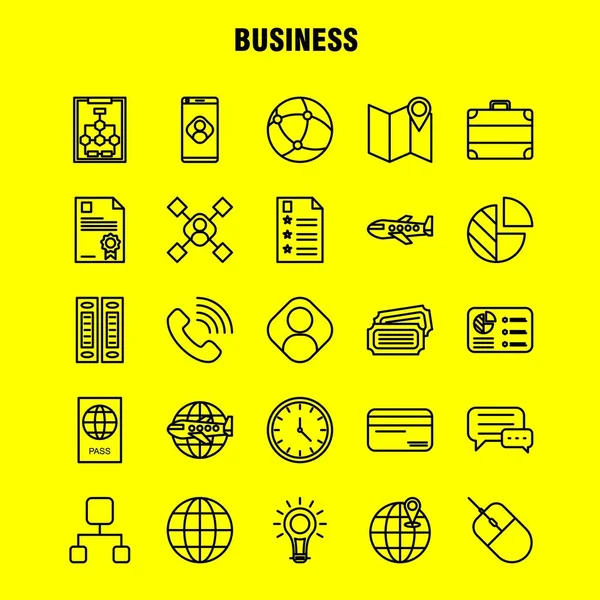Business Line Icons Set Infografica Mobile Kit Design Stampa Includere — Vettoriale Stock