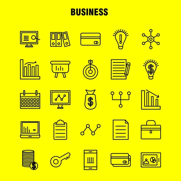 Business Line Icons Set Infographics Mobile Kit Print Design Include — Stock Vector