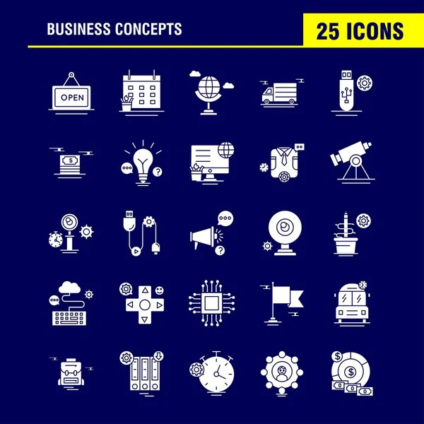 Kavramları Katı Glif Icons Set Için Infographics Mobil Kit Baskı — Stok Vektör