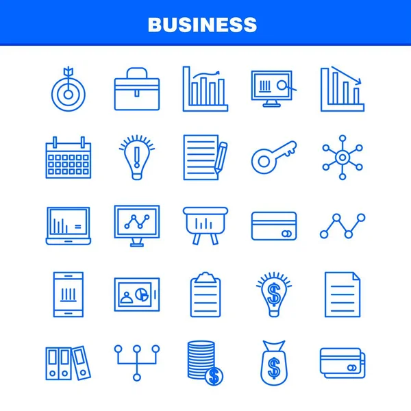 Business Line Icons Set Infographics Mobile Kit Print Design Include — Stock Vector