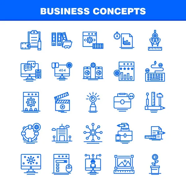 Icônes Ligne Concepts Affaires Réglées Pour Infographie Kit Mobile Conception — Image vectorielle