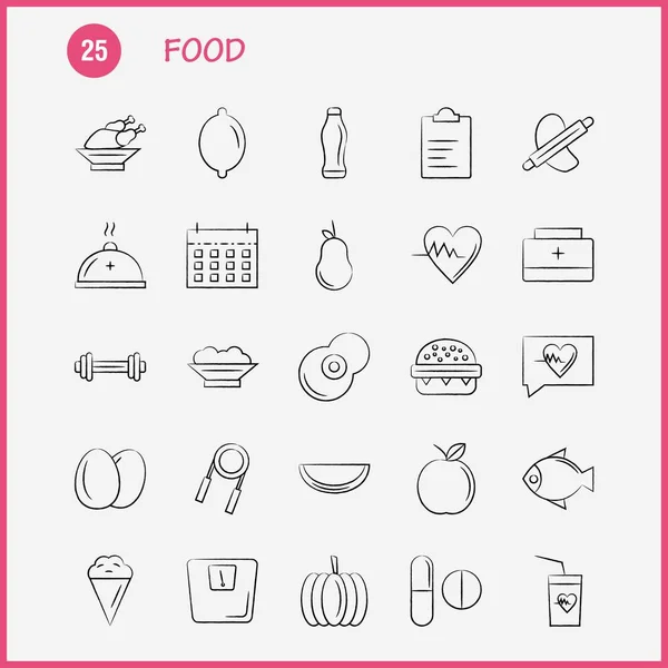 Icono Dibujado Mano Alimentos Para Web Impresión Móvil Kit Tales — Vector de stock