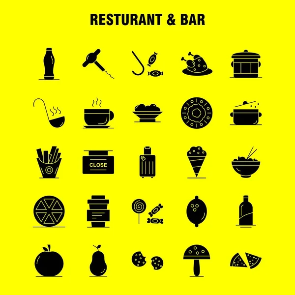 Restaurante Bar Solid Glyph Icon Para Web Print Mobile Kit —  Vetores de Stock