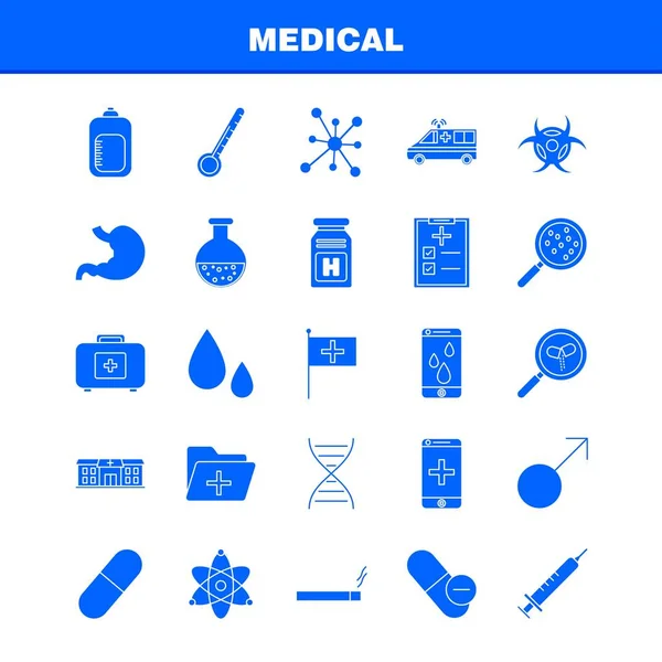 Conjunto Iconos Glifos Sólidos Salud Para Infografías Kit Móvil Diseño — Archivo Imágenes Vectoriales