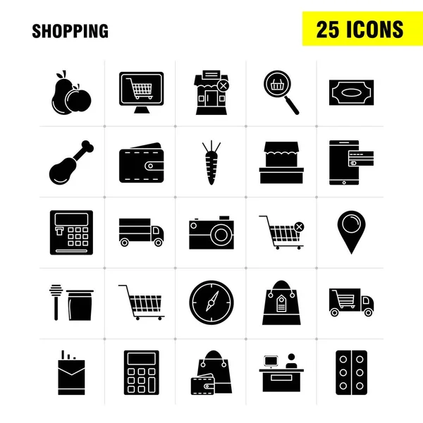 Icono Glifos Sólidos Compras Para Web Print Mobile Kit Tales — Vector de stock