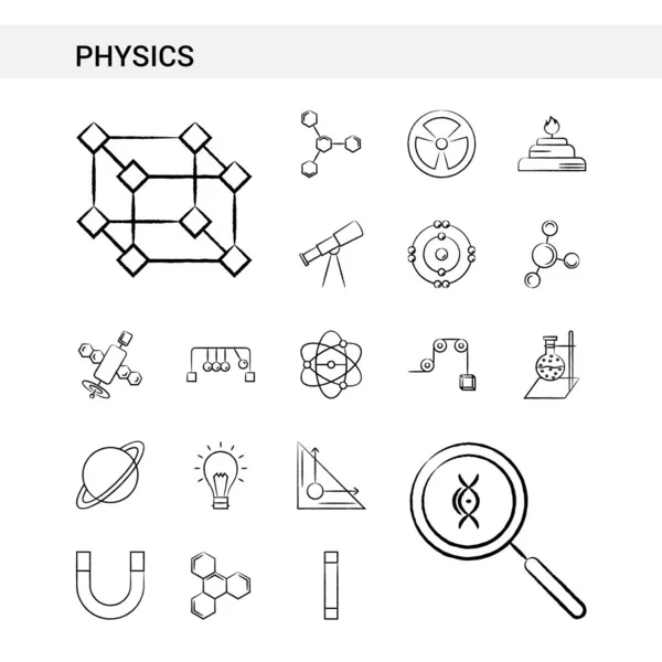손으로 그린된 아이콘 스타일 배경에 물리학 — 스톡 벡터
