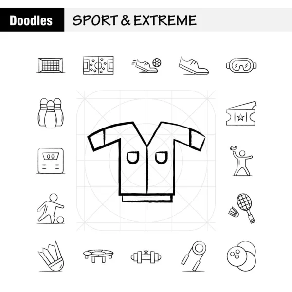 Sport And Extreme Hand Drawn Icons Set For Infographics, Mobile UX/UI Kit And Print Design. Include: Football, Ball, Net, Sport, Football, Game, Sport, Football, Icon Set - Vector