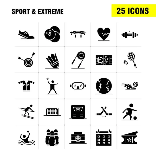 Sport And Extreme Solid Glyph Icons Set For Infographics, Mobile UX/UI Kit And Print Design. Include: Football, Ball, Net, Sport, Football, Game, Sport, Football, Icon Set - Vector