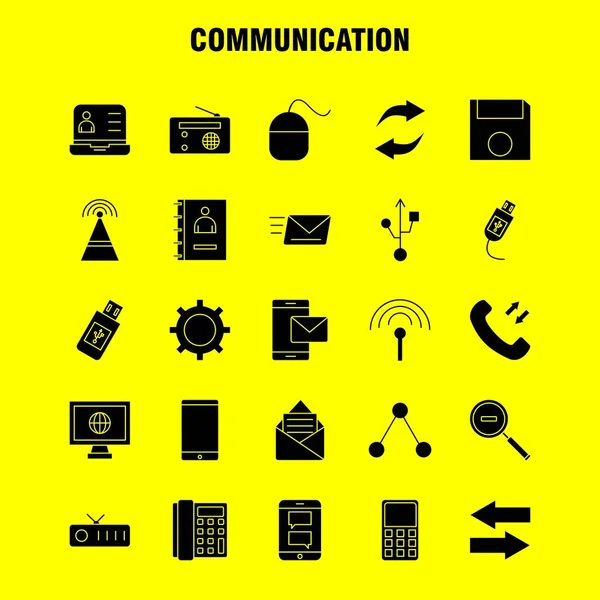 Communication Solid Glyph Icons Set Für Infografiken Mobile Kit Und — Stockvektor