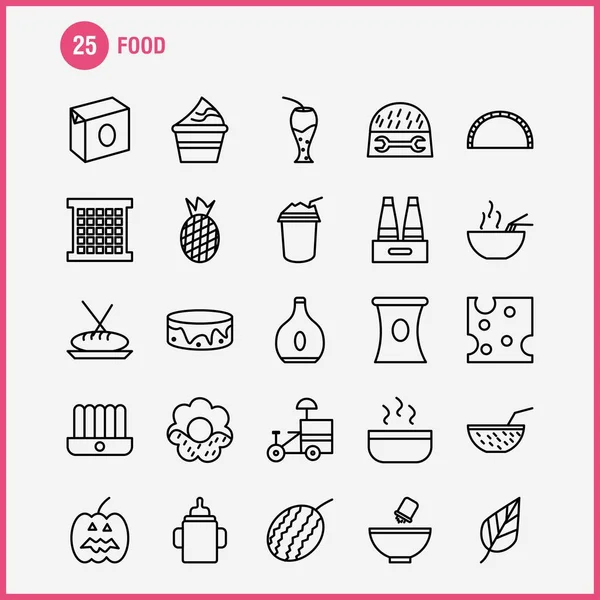 食品线图标设置信息图表 套件和打印设计 收藏现代信息图标志和象形图 — 图库矢量图片