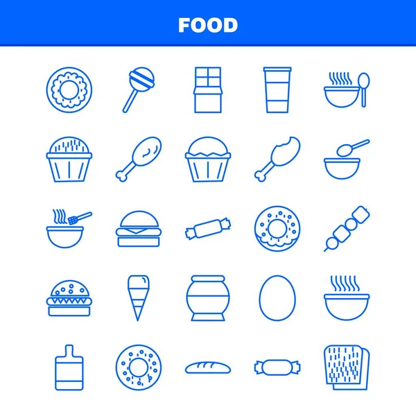 Conjunto Ícones Linha Alimentos Para Infográficos Kit Móvel Design Impressão —  Vetores de Stock